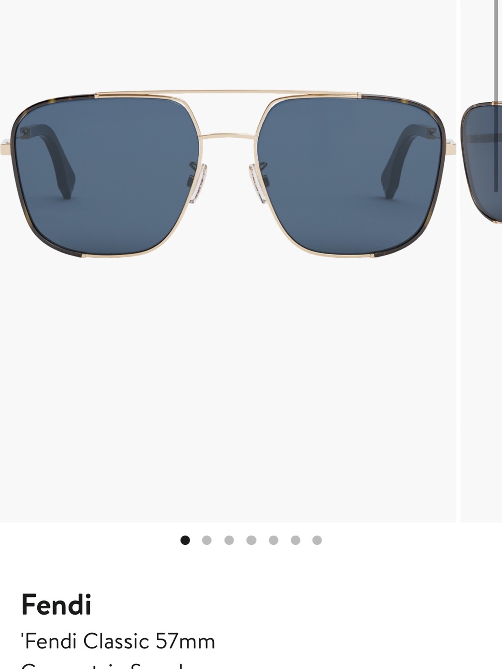 Fendi Classic 57mm Aviator Sunglasses - Blue Lenses, Gold Frame from Nordstrom